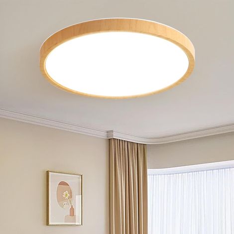 Plafoniera LED da incasso ultrasottile effetto legno, moderna da 24 W, 3000 K/4000 K/6000 K selezionabili, rotonda per soggiorno, cucina, bagno, corridoio [Classe energetica F]