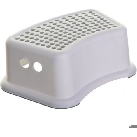 Marchepied Enfant 2 Niveaux - 1 Unité - Plastique Robuste - Antidérapant - Salle De Bain Et Chambre - Blanc Et Gris (1/4)