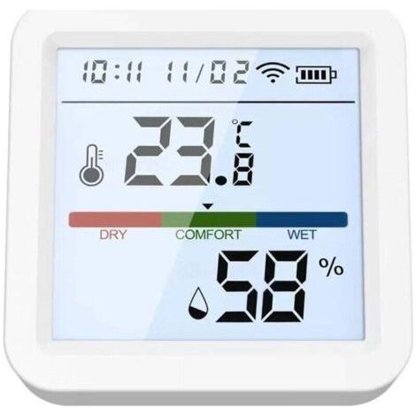 Tuya Hygrometer WiFi Smart Life Temperature and Humidity Sensor for Home, Thermometer, Backlight, Compatible with Alexa and Google Voice Assistant (1/4)