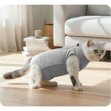 Combinaison de récupération post-opératoire pour animaux : Protection anti-léchage pour chats et chiens (1/4)