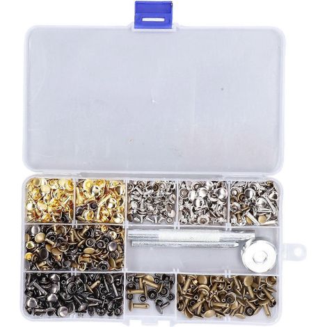 360 rivets doubles pour le travail du cuir, rivets tubulaires en métal, 6 mm et 8 mm, avec pince à poinçonner et outil de pose.