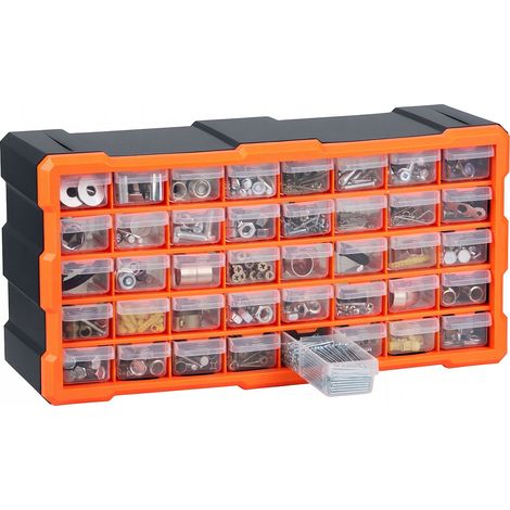 Mophorn Organizer per Minuteria a 40 Cassetti, Cassettiera Impilabile per Componenti, Contenitore da Parete per Viti, Bulloni e Ferramenta, in Plastica, Perfetto per Garage, Casa e Officina (1/5)