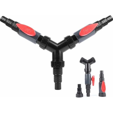 Way Y Manifold Water Distributor 2 Stop Valves 25/32/38mm (1"/ 1 1/4" / 1 1/2") for Pond Pumps and Waterways,, (1/5)