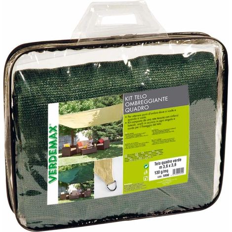 kit telo ombreggiante quadro verdemax verde scuro 3,6x3,6x3,6 m (1/2)