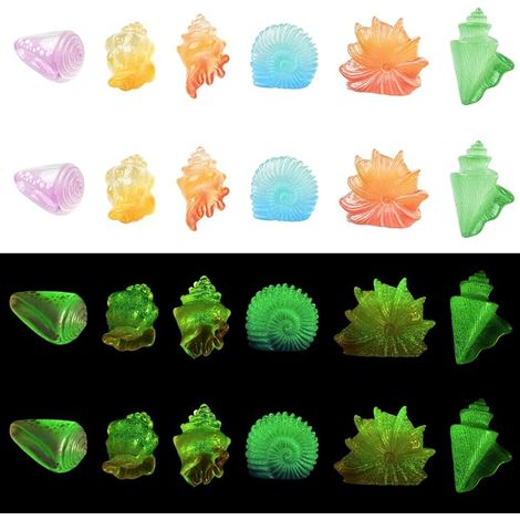Lot de 30 figurines de conque en résine lumineuses, 6 styles, coquillages miniatures, ornements phosphorescents pour décoration d'aquarium, aquarium, terrarium (1/5)