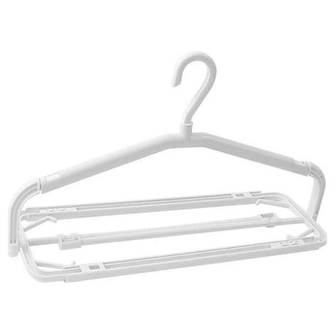 Cintres magiques pliables à 3 niveaux, infroissables et résistants au vent, pour organiser vos couvre-lits, nappes et linge de maison. (1/5)