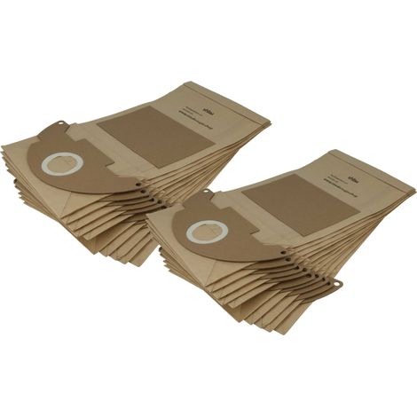 vhbw 20 Paper Dust Bags compatible with Kärcher Mighty Vac 2000+, NT181, Puzzi 90, SE 5.100, SE 6.100, SE2001, SE3001, WD2500M Vacuum Cleaner, brown