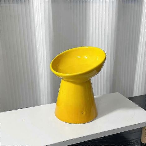 Le Creuset Cool Color Cerc Hundenapf mit Kippschutz und hohem Fuß, inklusive Schutzmatte SH1 Dijon-Gelb, hoher schräger Mund (1/2)