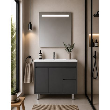 Mueble de baño con lavabo ORIGENBATH ISQUIA sin espejo 80x40 cm grafito