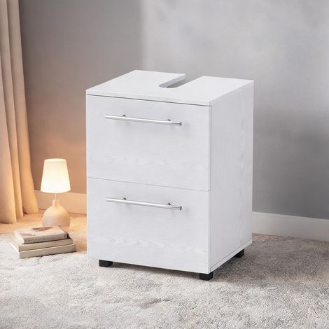 Meuble sous vasque blanc avec découpe en U 41,5 x 35,5 x 59 cm (1/5)