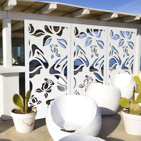 ADENIUM - Panneau ajouré en PVC - Brise-soleil - Couleur : blanc - Dimension : 73x148 cm