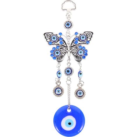 Décoration Suspendue Œil Maléfique Bleu en Alliage de Zinc Légère pour Maison, Pendentif Amulette à Suspendre Murale (1/5)