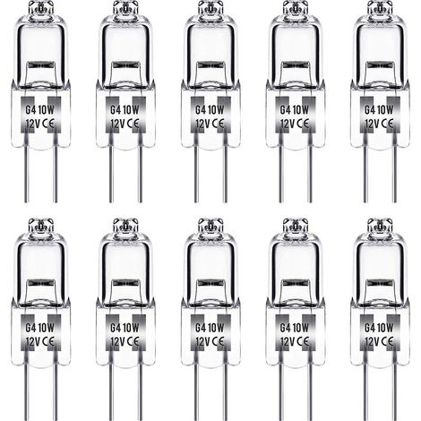Ersandy – Ampoule halogène G4 10W 12V – Blanc chaud 3000K 150LM – Intensité variable – Lot de 10 ampoules – Angle de faisceau 360° (1/5)