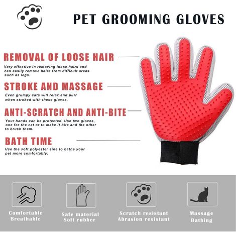 Guanti per la toelettatura degli animali domestici Marchul, guanto delicato per la spazzolatura e la depilazione, guanto massaggiante per peli lunghi/corti, guanto efficace per la depilazione di gatti (1/4)