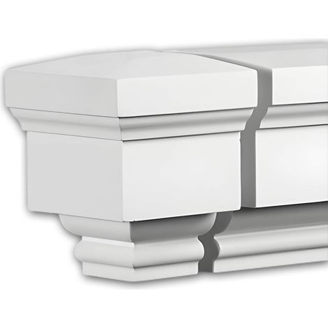 Elemento frontal Profhome 482033 Elemento de fachada Moldura de fachada Elemento decorativo estilo Neoclasicismo blanco