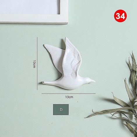 3D-Wanddekorationen aus Keramik in Vogelform – 34-teilig