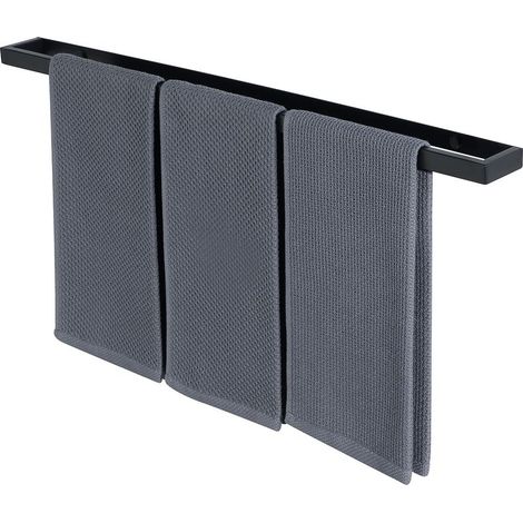 CYRILL - Portasciugamani da bagno 70CM, portasciugamani da parete in acciaio inossidabile per WC lavello cucina, montaggio a vite, nero opaco, EGJF070-B (1/5)