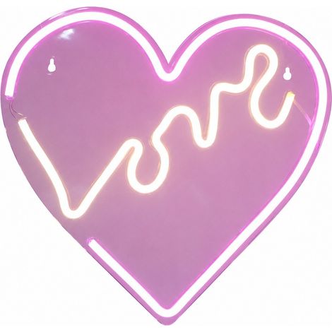Lampe LED néon USB en forme de cœur 3D, décoration pour chambre, fête ou vacances (1/5)