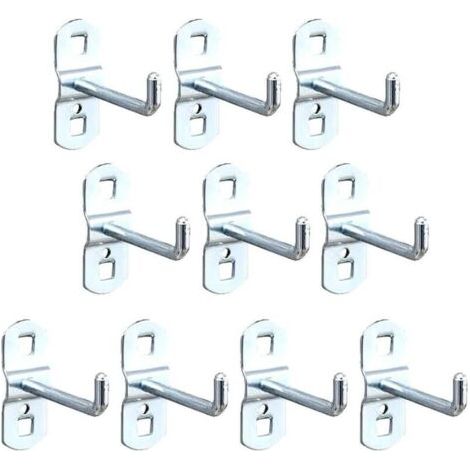 10 crochets inclinés carrés pour organiser les outils et autres articles sur les panneaux perforés