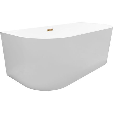 Balneo Baignoire cuivree semi-îlot Murale 170x80cm, accessoires cuivre, Acrylique thermoformé 3.5mm, avec pieds réglables, VIVA (1/4)