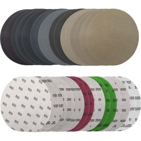 Lot de 36 Papier de Verre 125mm,Rond Disques de Ponçage, Disque Abrasif 125mm,Disques Abrasif de Ponçage Humide et Sec 800/1000/1200/1500/2000/2500/3000/4000/5000 Pour Disque Rond Poncage 125mm (1/5)