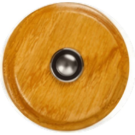 Sonnette Ardennes filaire bois chêne rond bouton chrome (1/2)