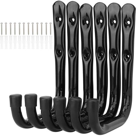 Lot de 6 crochets de rangement pour échelle de garage, support mural robuste pour chaises pliées, vélos, outils électriques(21 cm x 24 cm)