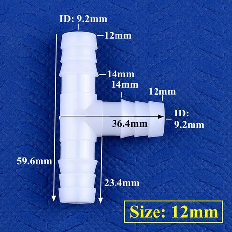 (12 mm - 50 pièces) Raccord en T blanc en PE, adaptateur pour réservoir d'aquarium, tuyau de pompe à air, raccords en forme de pagode, connecteurs pour tuyau d'irrigation de jardin (1/5)