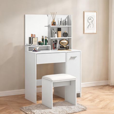 Coiffeuse blanco en melamina de Madera 80 x 40 x 132 cm (1/5)