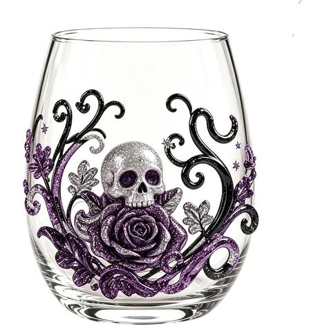Mundgeblasenes Whiskyglas, Halloween-Design (1/2)