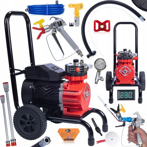 Rosfix Set Red Strong Storm 1100 RSS05 – Airless Farbspritzgerät 3500 W, 22 MPa, 18 l/min  LCD-Display, 8 m Schlauch, Pistole, Düse 517, Lanze 50 cm  Profi Lackiergerät