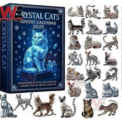 Calendrier de l'Avent Crystal Cat, boîte surprise avec décorations de sapin de Noël en acrylique (1/5)