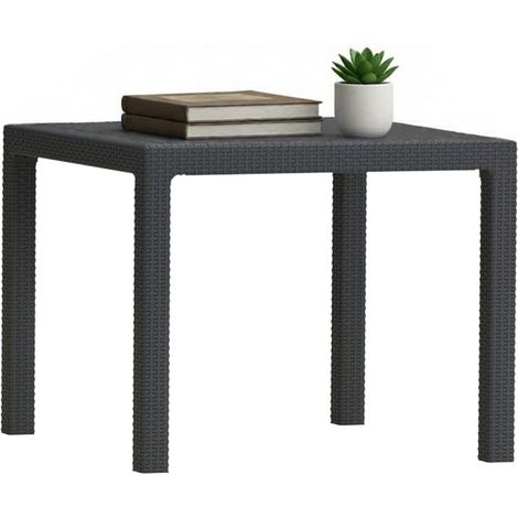 Dmora - Gartentisch Terrace, Picknickbasis, Garten-Esstisch, Mehrzweck-Außenbank, 95x95 h75 cm, Anthrazit