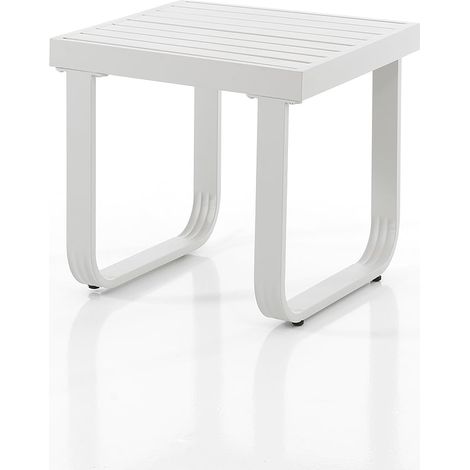 Tavolino da salotto minimal in alluminio bianco avorio Palma (1/2)