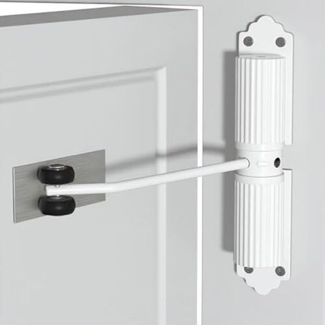 [NEVER USED] Automatic door closer, 1 piece, for indoor and outdoor use, ideal for interior doors, offices, garden gates (white)
