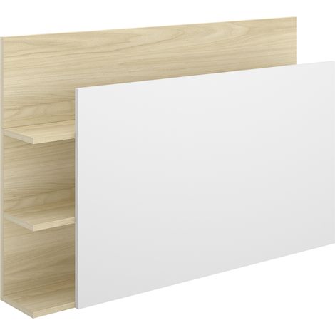 Tête de lit pour lit enfant 90 cm avec 2 étagère, coloris blanc/chêne clair - Hauteur 71 x Longueur 105,2 x Profondeur 19,2 cm (1/5)