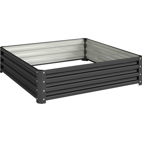 GagaCarré potager de jardin acier galvanisée 120 x 120 x 30 cm gris (1/5)