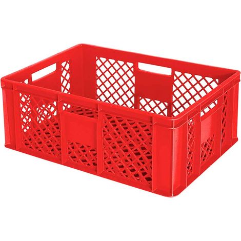 BRB 54 Stück Eurobehälter durchbrochen/Bäckerkiste, LxBxH 600x400x240 mm, PE-HD, lebensmittelecht, Palettenware (rot)