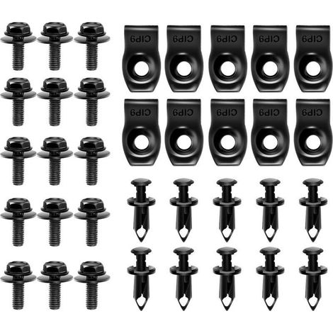 35 rivets noirs pour plaque de protection moteur, pare-chocs et garde-boue (1/4)