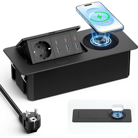 Prise encastrable Plan de Travail avec USB-C PD et Charge sans Fil (1/4)