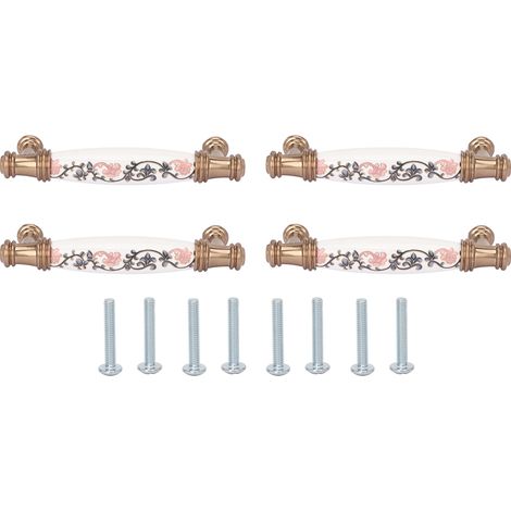 Lot de 4 poignées de porte de meuble en céramique style rétro américain, poignées de tiroir ergonomiques