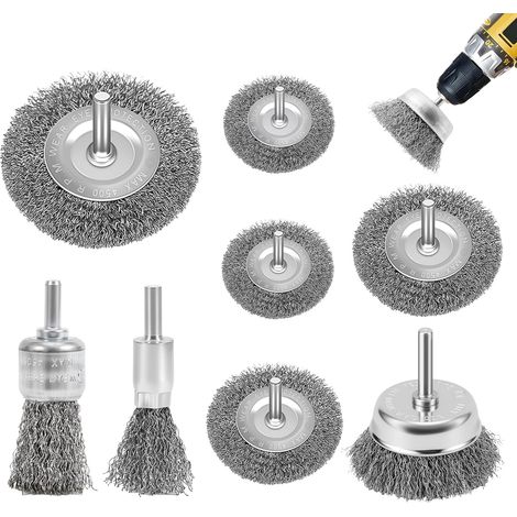 Ensemble de 8 Brosse Metallique Pour Perceuse, pour le Polissage, la Corrosion et la Peinture, Embout de Ponçage pour Perceuse, et les Travaux à la Maison et au Jardin (8) (1/5)