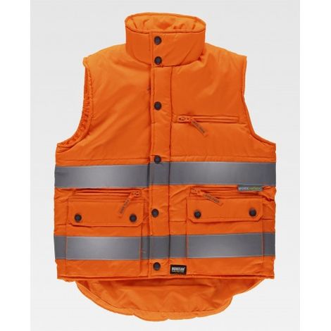 Chaleco acolchado de alta visibilidad en tejido Oxford WORKTEAM C3209 XXL Naranja A.V.