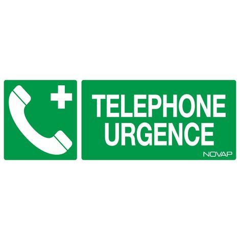 Panneau Téléphone d'urgence avec logo - Rigide 330x120mm - 4140742