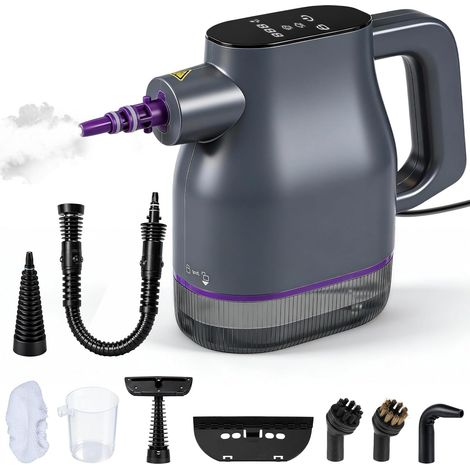 1350W Nettoyeur Vapeur Portable avec 400ml Chauffer Rapidement à 130°C en 15s Nettoyeur Vapeur Multifonction Vapeur 3Bar Nettoyeur Vapeur à Main avec 9 Accessoires pour Canapés Cuisine Salle de Bain (1/5)