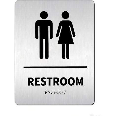 Plaque WC Autoadhésive avec Braille 20 × 15 cm Acier Inoxydable (1/5)