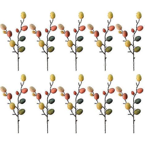 Branches décoratives pour œufs de Pâques, idéales pour les compositions florales et les décorations à faire soi-même (10 pièces). (1/4)