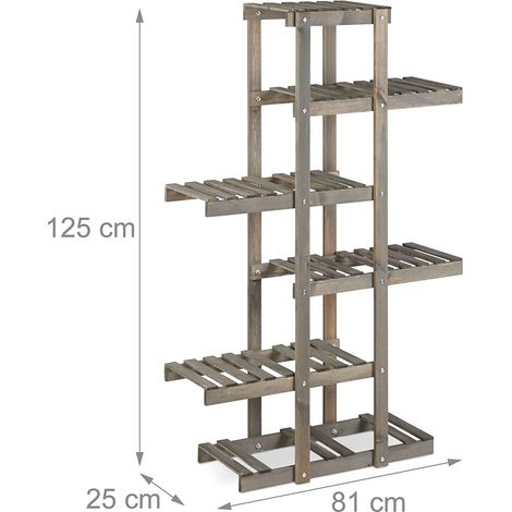 Étagère bois escalier plantes fleurs 5 niveaux intérieur (1/3)