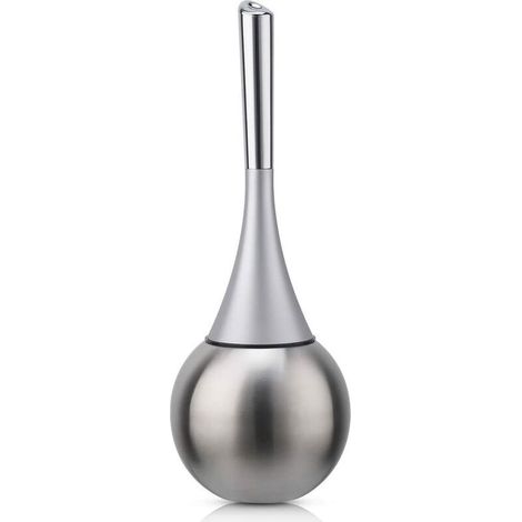 royaluxe -Porte-brosse de toilette en acier inoxydable sur pied Ensemble de toilette de salle de bain à finition brossée polie (brosse incluse) - Argent (1/5)