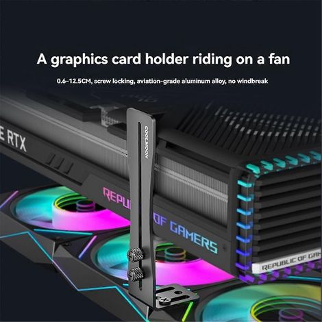 Support de carte graphique en aluminium réglable, support de carte graphique noir (1/5)